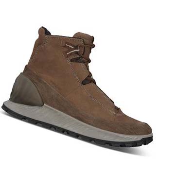 Men's Ecco Exostrike Mid Outdoor Boots Coffee / Brown | Canada 441FDN